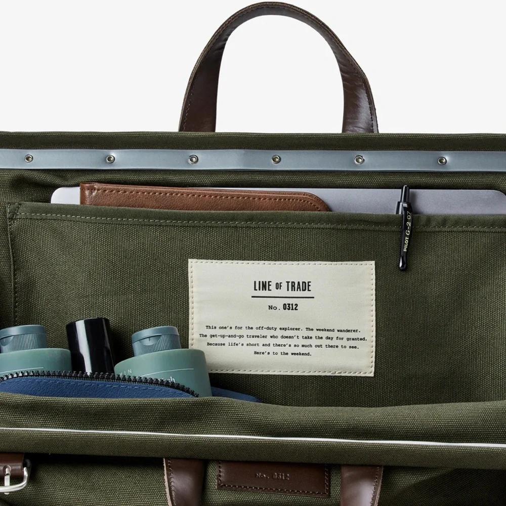 Line of Trade Canvas Weekender Bag. Green